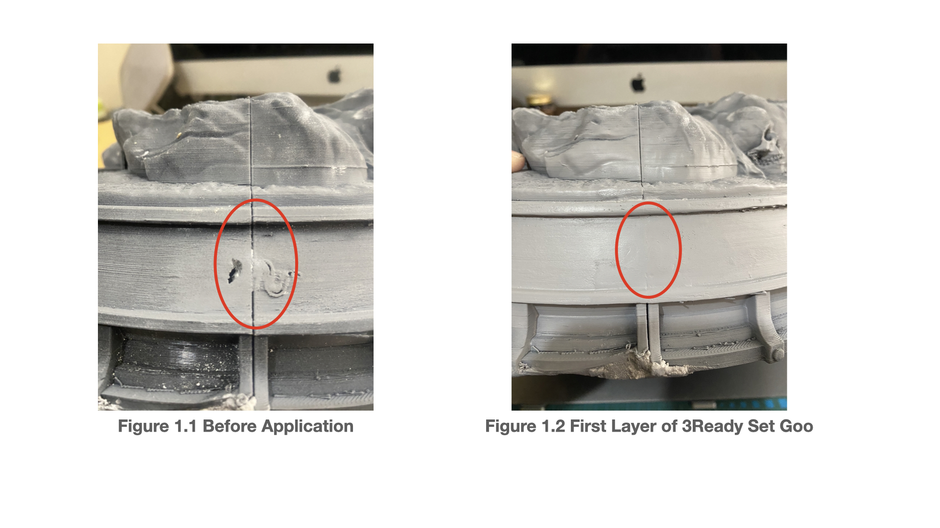 Before and after case study showing the first layer of 3Ready Set Goo